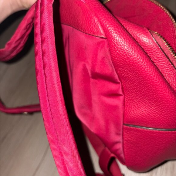 Red Pebbled Genuine Leather Coach Mini Backpack - Picture 6 of 10